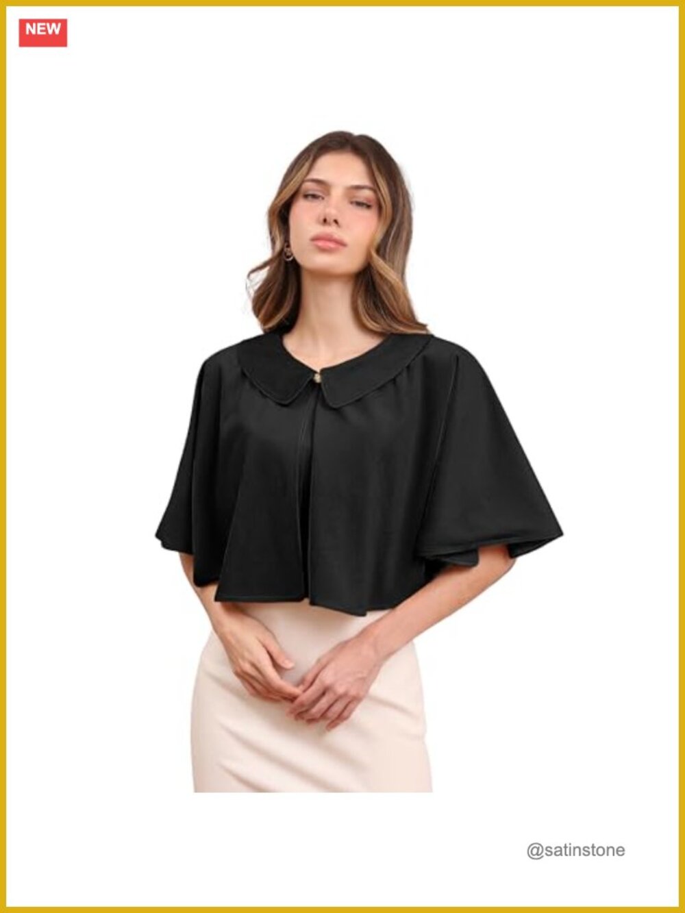 Capelet Shawl Wrap with Lapel Collar for Women, Winter Evening Cover Up, Soft